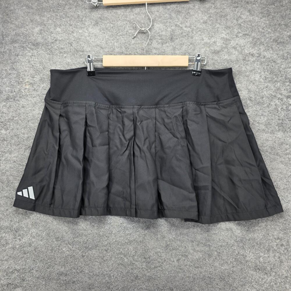 Adidas Pleat Skirt Pro Skirt Womens XL Black Tennis AEROREADY Athletic Slim Fit